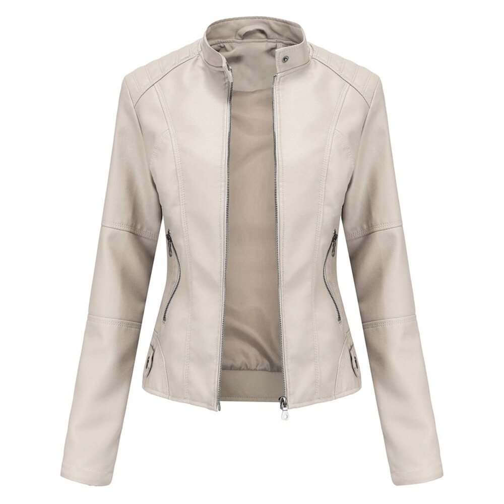Faux Leather Bomber Jacket Belted Motorcycle Style Chic Y2K Retro